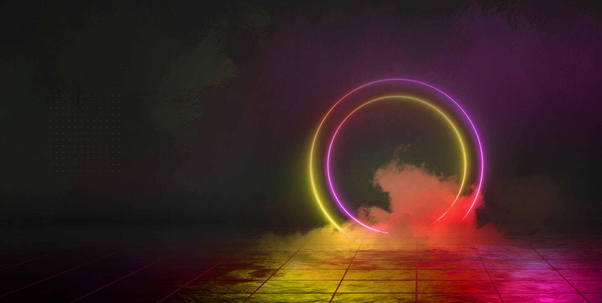 yellow circle flame banner